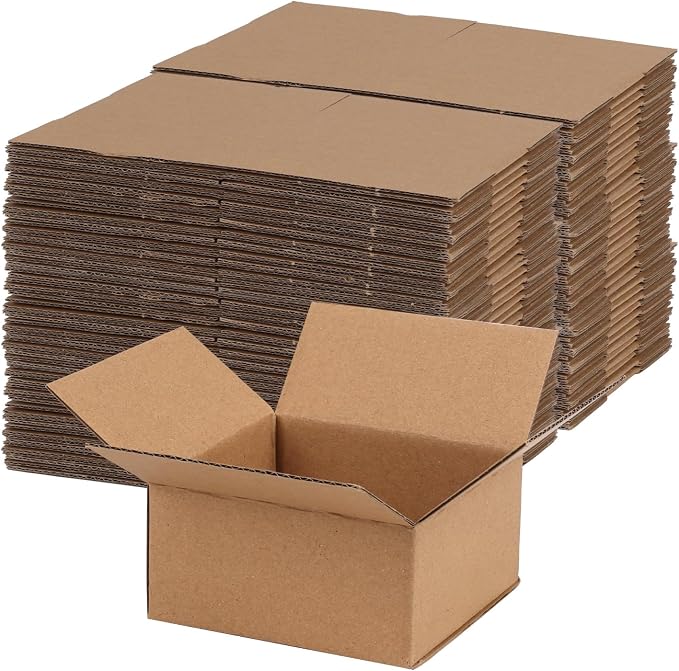 Rempry 100 Pack 4x4x2 Shipping Boxes Brown, Small Corrugated Cardboard Box for Mailing, Packaging Small Business, Kraft Mailer Gift Boxes