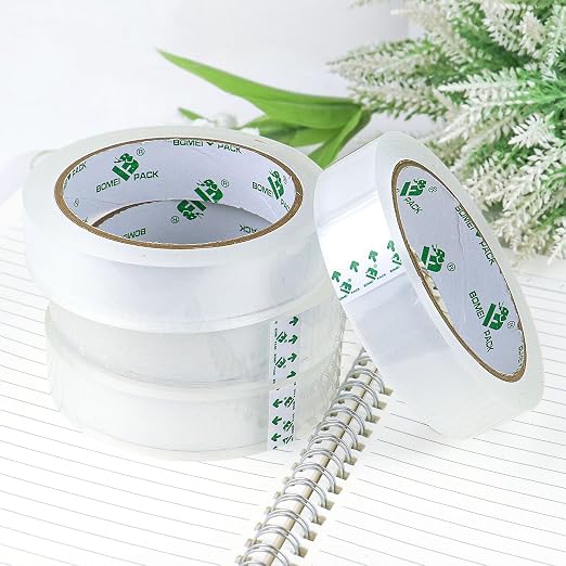 BOMEI PACK 8Rolls Clear Tape Refills for Dispenser, 1 inch x 60yds, Transparent Gift Wrap Tape 3inch Core for Home, Office