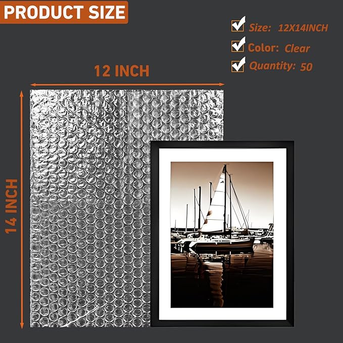50Pcs Bubble Pouches Wrap Bags, 12x14 Inch Double Wall Shockproof Bubble Bags, Clear Bubble Out Bags for Packing, Cushioning Bags for Moving, Shipping and Packing