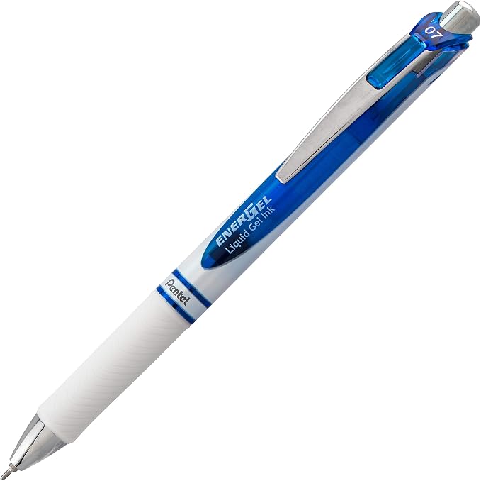 Pentel EnerGel Pearl Retractable Liquid Gel Pen, Needle Tip (0.7mm) Medium Line, Blue Ink, 2-Pk (BLN77WBP2C)