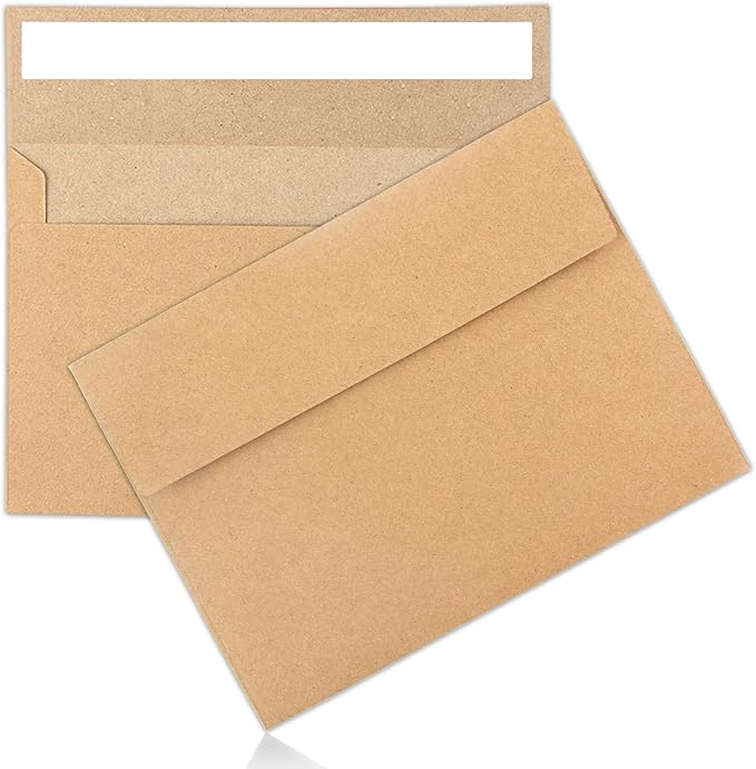 50Packs A4 Kraft Envelopes 4x 6 Inch Card Envelopes,Self Seal for Weddings, Greeting Cards，Mailing， Invitations, Photos, Postcards
