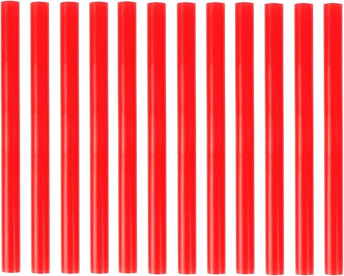 HUIHUIBAO 12 PCS Colored Hot Glue Sticks, Mini Hot Melt Adhesive Glue Stick for DIY Art Craft, 7 x 100mm, Red