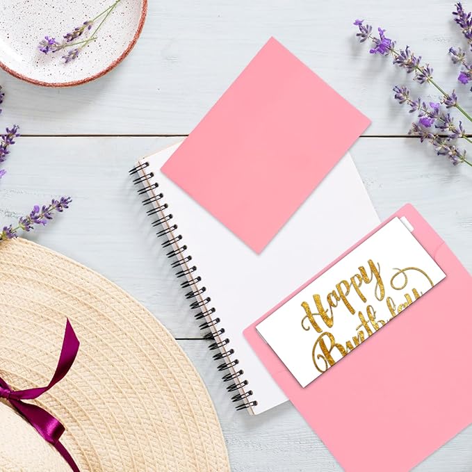50Packs A7 Pink Envelopes 5x 7 Inch Card Envelopes,Self Seal for Weddings, Greeting Cards，Mailing， Invitations, Photos, Postcards