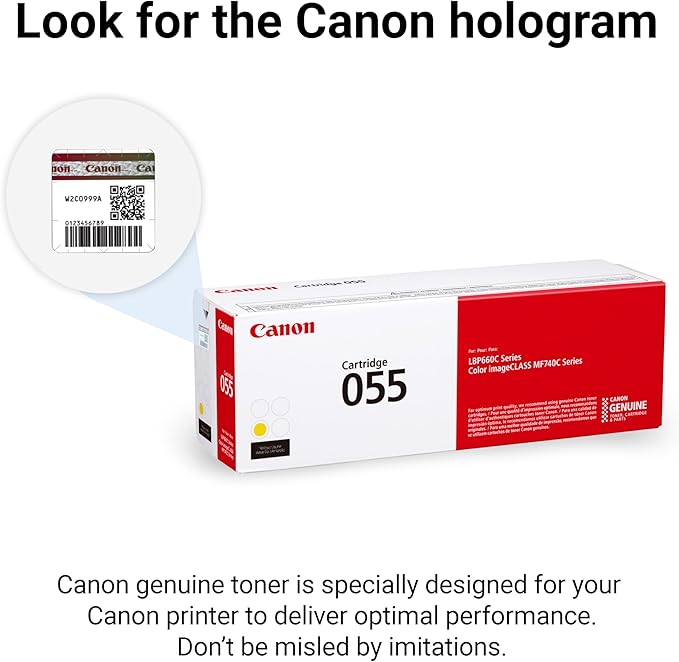 Canon Genuine 055 Yellow Toner Cartridge Compatible with LBP664Cdw, MF741Cdw, MF743Cdw, MF745Cdw, MF746Cdw