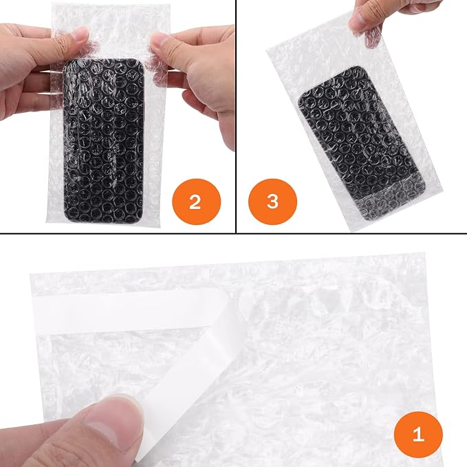 70Pack Self-Seal Bubble Out Bag Pouches 4 x 8 Inch Small Bubble Pouches Bags, Double Walled Bubble Cushioning Bags, Self-Sealing Protective Wrap Cushioning Bags for Shipping, Packing, Moving