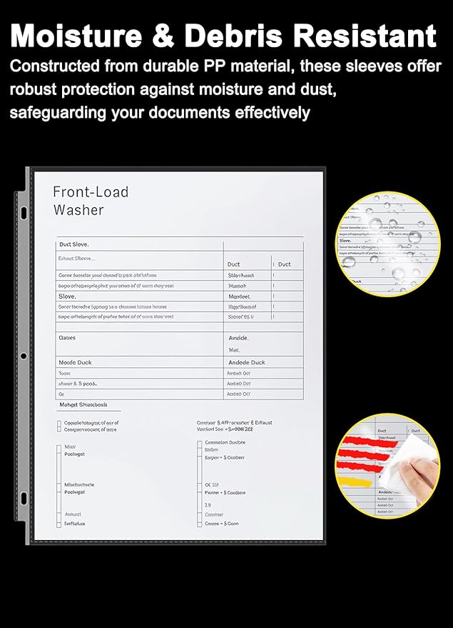 Sheet Protectors 8.5 x11 Inch, 100 Pack Page Protectors for 3 Ring Binder, Top Loading Plastic Sleeves with Reinforced 3-Hole Punch for Binders, Letter Size, for Documents and Photos, Office Supplies.