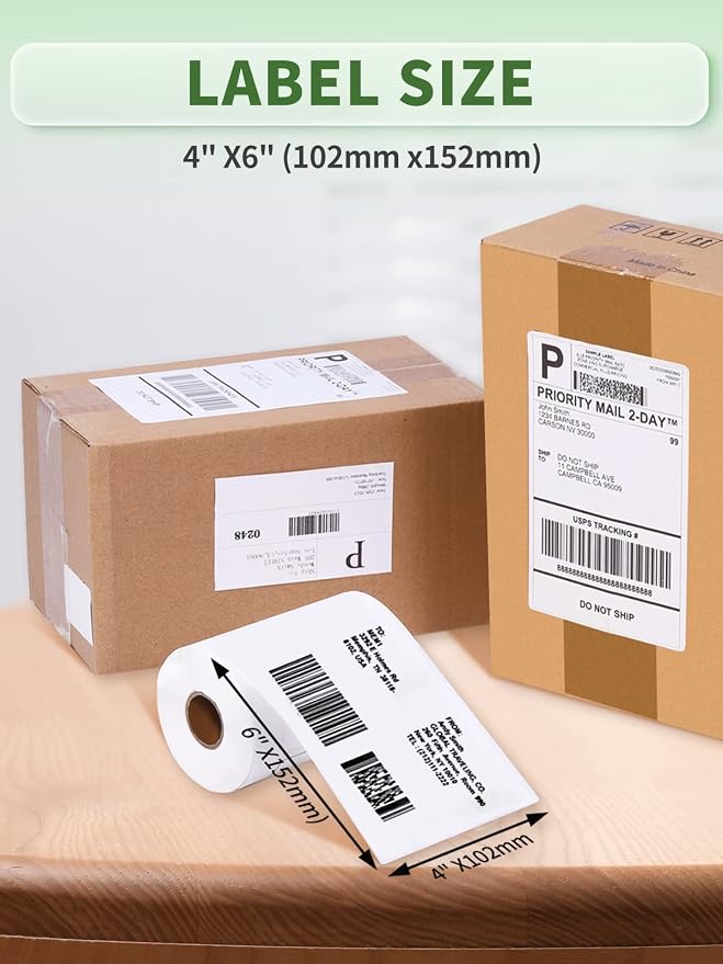 DK-1241 Replace for Brother QL-1110NWB Labels 4x6 for QL-1100 QL-1050 | QL-1050N QL-1060N Paper, Large Shipping Address Thermal Labels, 200/ Roll, Die-Cut Paper, 102mm x 152mm, 6-Rolls with 1 Frame