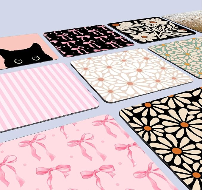 Peonies and Roses Floral Mouse Pad, Square Vintage Gold and White Flowers Computer Mouse Pads with Design Washable Mouse Mat, Gaming Office Home Non-Slip Rubber Base Mousepad, 9.5x7.9 inch