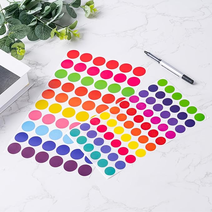 Hoewina 3/4" Colored Dot Stickers, 3000 PCS Label Sticker Round Color Coding Labels, 10 Color Circle Dots Labels Circle Stickers for Office,Classroom,Family