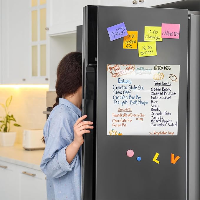 Magnetic Dry Erase Whiteboard for Refrigerators, 12" x 18" White Board on Wall for Organizer and Planner, Kitchen Fridge Shopping List with Marker, Magnetic Eraser and Magnets