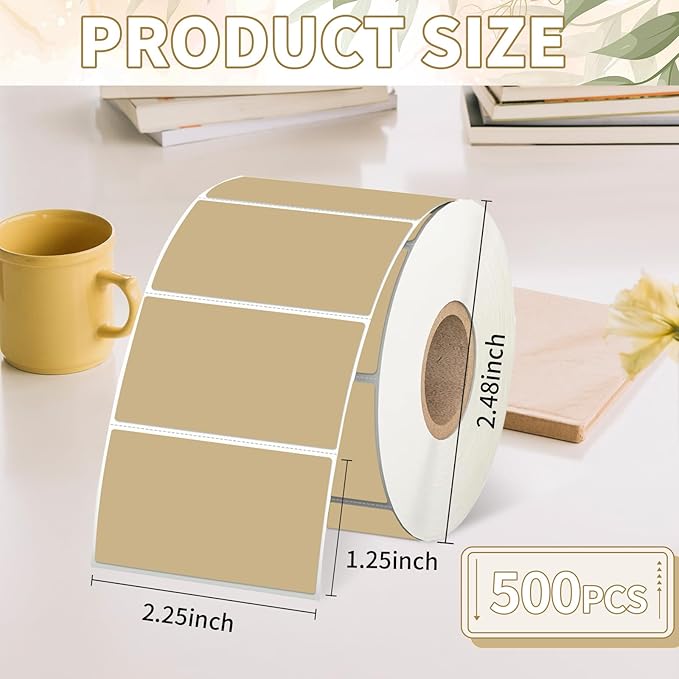 Starboling 2.25" x 1.25" Brown Direct Thermal Labels,Self-Adhesive Printer Label for Address,Logo,Shipping,Barcodes,QR Code