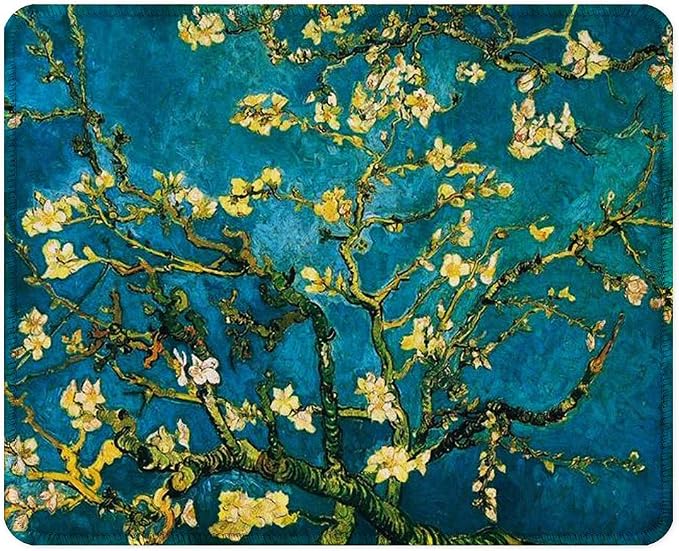 BOSOBO Mouse Pad, Art Design Blossoming Almond Tree Mouse Mat, Anti Slip Floral Mousepad for Desktop, Computer, PC and Laptops, Customized Mouse Pad for Office and Home, Rectangle 10.2 x 8.3 Inch
