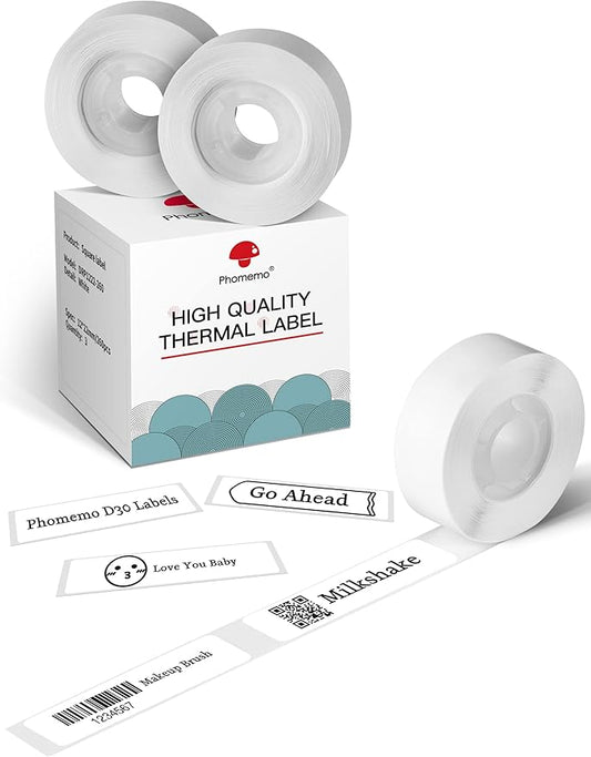 Phomemo D30 Label,3 Roll Thermal Label Maker Tape (0.55'' x 1.96'') Sticker Paper for D30 Printer, Multi-Use Removable Labels for Daycare,Travel,Bottles,Lunch Boxes,Cups,School Supplies