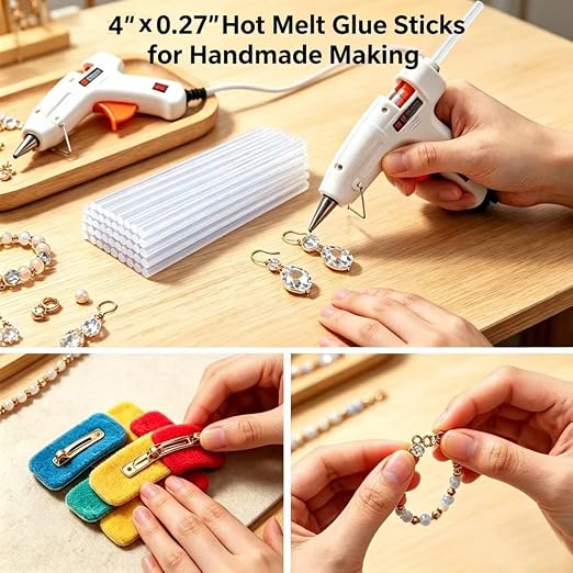 50 Pcs Hot Glue Sticks, 4" x 0.27" Mini Size Clear High Temp Glue Sticks for Crafting, DIY and Home Repair Needs
