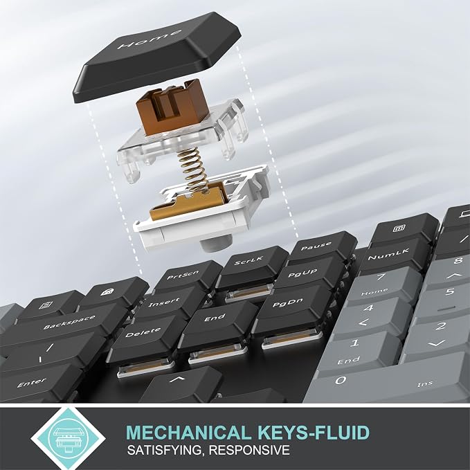 Arteck Mechanical 2.4G USB Wireless Keyboard, Tacktile Brown Switches Black