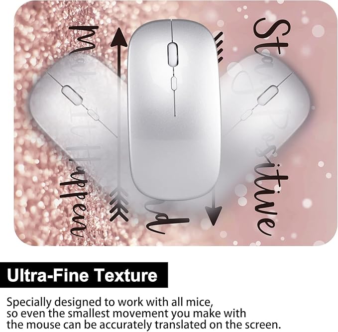 Audimi Small Mouse Pad 6 x 8 Inch, Mini Mouse Pad Thick for Laptop Wireless Mouse Home Office Travel, Portable & Washable (Stay Positive)