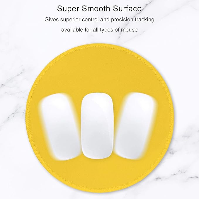 Hsurbtra Mouse Pad, Premium-Textured Small Round Mousepad 8.7 x 8.7 Inch Yellow, Stitched Edge Anti-Slip Waterproof Rubber Pretty Cute Computer Mat for Office Home Gaming Laptop Men Women Kids