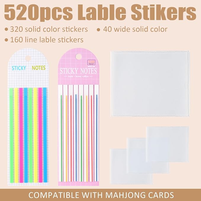 Mahjong Card Line Finder Highlighter Tape, Mahjong Line Highlighter Stripe, Transparent Sticky Card Markers Tabs, Mahjong Game Rule Reader, Reusable & No Adhesive Residue (320pc.4)
