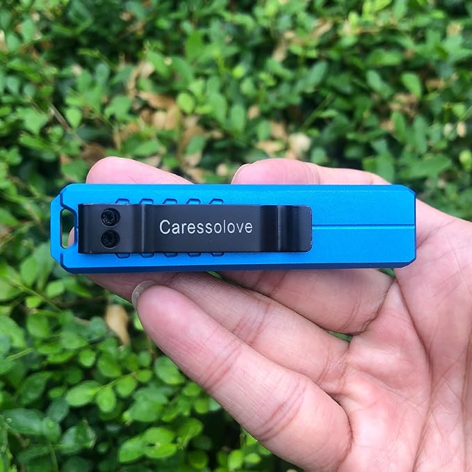Automatic Utility Knife, Safety Black Box Cutter Retractable, EDC Push Button Knife, Exacto Scalpel Knife, 10PCS #23 Razor Blades Pocket Knife with Clip (Blue)