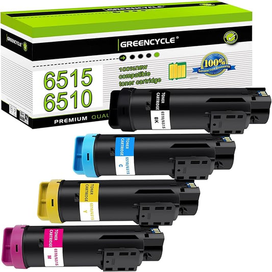 greencycle Workcentre 6515 Phaser 6510 High Capacity Toner Cartridges 4PK Set (106R03480 106R03477 106R03478 106R03479) Compatible for Xerox Workcentre 6515 6515dni 6515dn Phaser 6510dni 6510n Printer