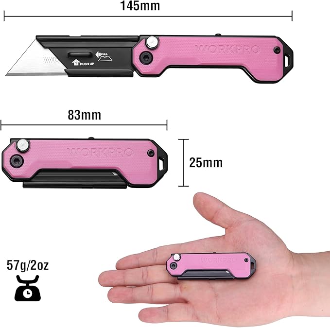 WORKPRO EDC Folding Utility Knife, Mini Box Cutter with Quick Open Axis Lock, Quick Change Blade Razor Knife, Foldable Small Pocket Knife with Belt Clip