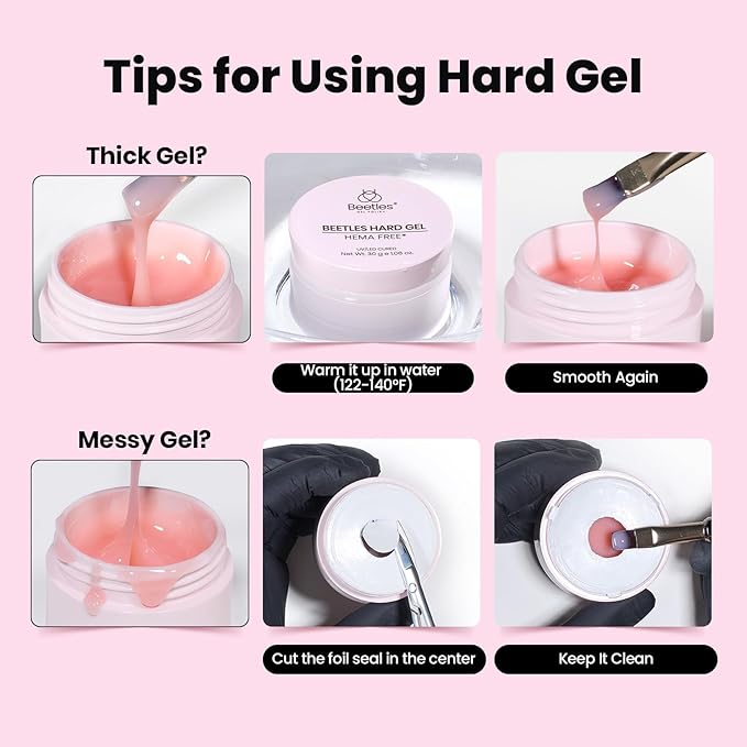 Beetles HEMA-Free Hard Gel-Dewy Breeze 1 oz 9 in 1 Nail Extension,Sculpting,Building Apex & Nail Repair for Pros,Clear Builder Nails Gel,High Hardness, UV & LED Lamp Needed