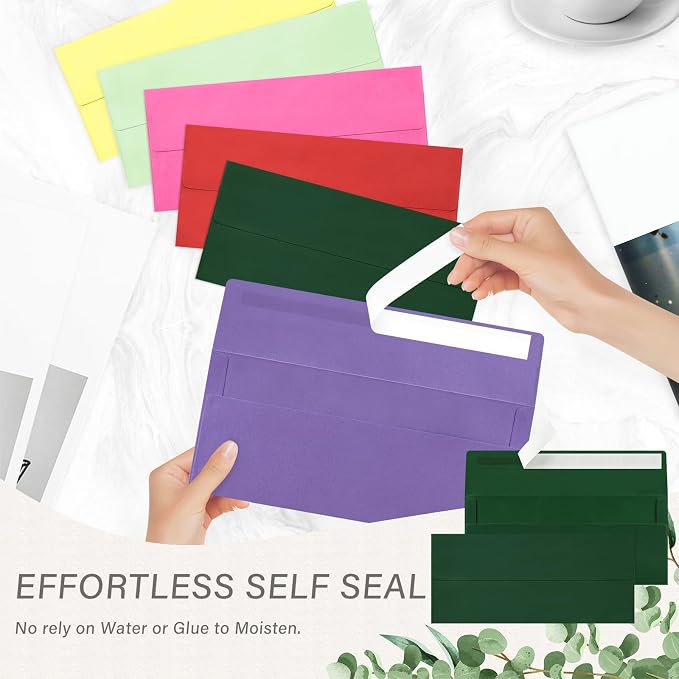 200 Pack #10 Dark Green Envelopes Letter Size Self Seal Business Envelopes | Security Mailing Envelopes, 4 1/8 x 9 1/2 Inches, Emerald Green