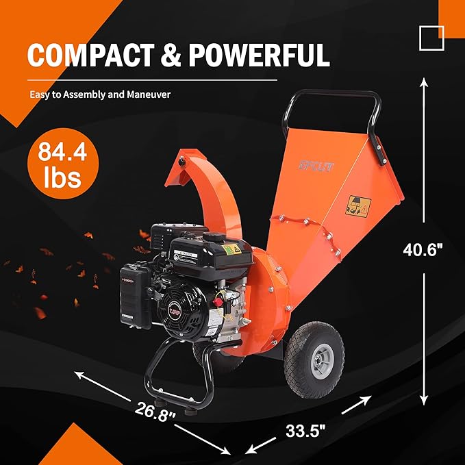 C30 LITE Wood Chipper Shredder Mulcher Heavy Duty 7 HP 212cc Gas Powered 3 Inch Max Capacity 1-Year Warranty After Product Registration