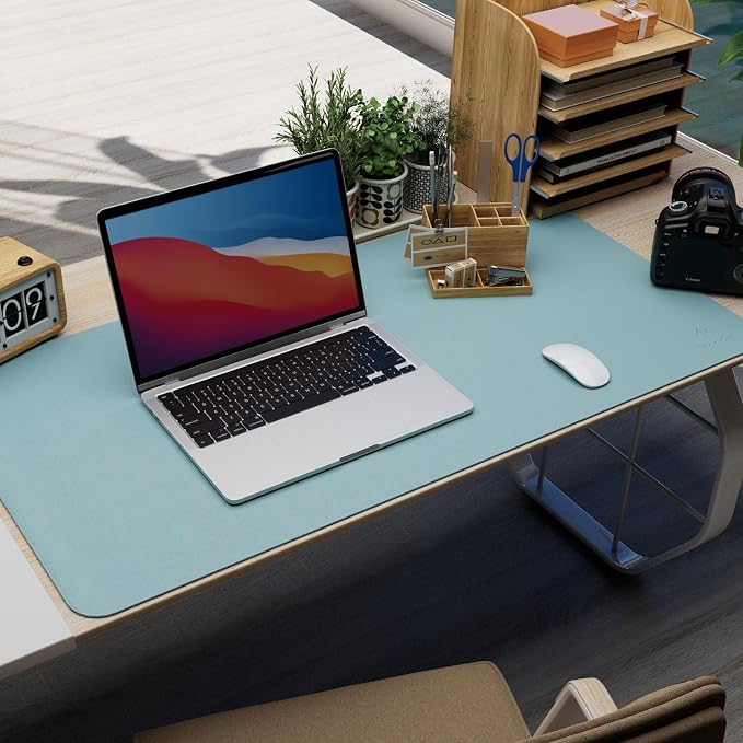 K KNODEL Desk Protector Mat and Pad for Office (Sky Blue, 15.7"x31.5") | Waterproof Desk Mat, Desk Pads and Blotters, Desktop Mat, Desk Protector and Cover, Office Computer, Laptop and Keyboard Mat