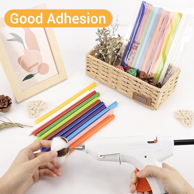 Manarty Color Hot Glue Sticks Full Size, 8" Long x 0.43" Dia Hot Melt Glue Sticks Bulk, Colored Adhesive Glue Sticks Standard for Crafting DIY Art School Gluing Project Repair Sealing, 24 PCS