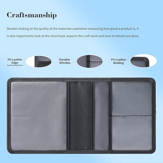 Car Registration & Insurance Card Holder Leather Auto Glove Box Organizer Document Wallet with Magnetic Shut (Black, Small)