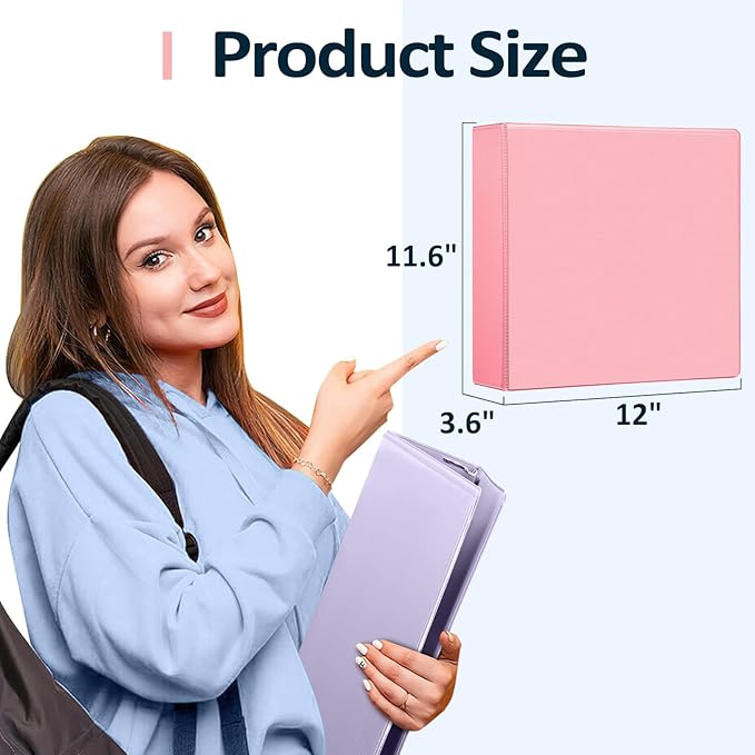 Sooez BinderX Extra Durable 3 Inch 3 Ring Binder, D-Ring Large Binder, Holds 670 Sheets of 8.5x11 Paper, Customizable View Cover with 2 Inside Pockets, Heavy Duty 3 Ring Binder for School, Teal