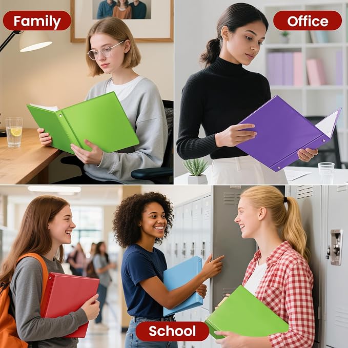 SUNEE 1.5 Inch Binders 3 Ring 4 Pack, 1 1/2 Inch Classic 4-Color Binder Set (8.5x11 Inches) for Office, School or Home Supplies