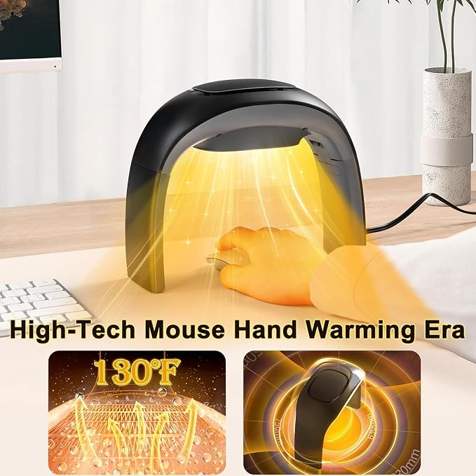 Space Heaters for Indoor Use,Desk Hand Warmer Ceramic Energy Efficient Heater with Thermostat,Personal Electric Desk Hand Heater,Heated Mouse Pad Hand Warmer for Office Women Men Gifts,Black