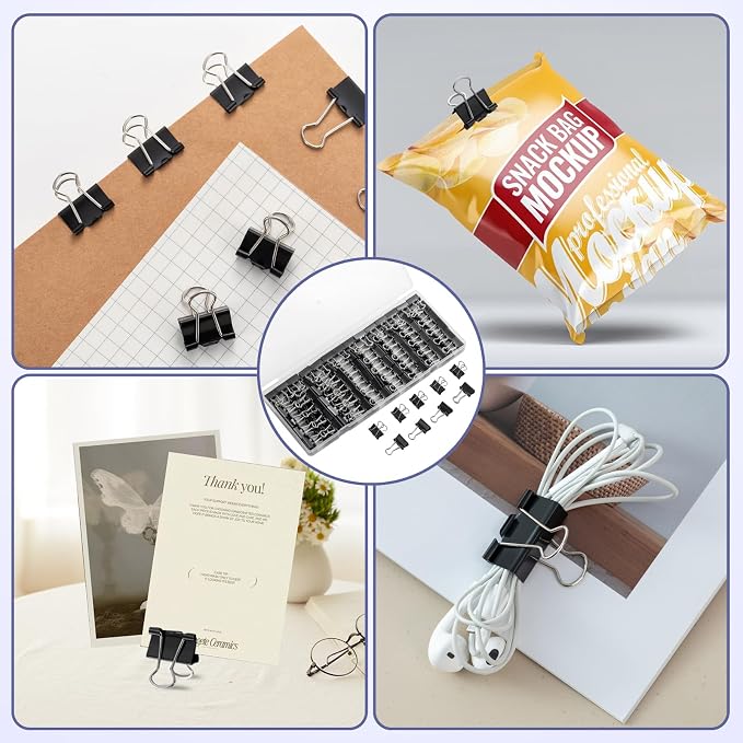 120 Pack Mini Binder Clips, Binder Clips, Small Paper Clips 15mm 5/8 Inch. Micro Size Office Clips for Home School Office and Business (Black)