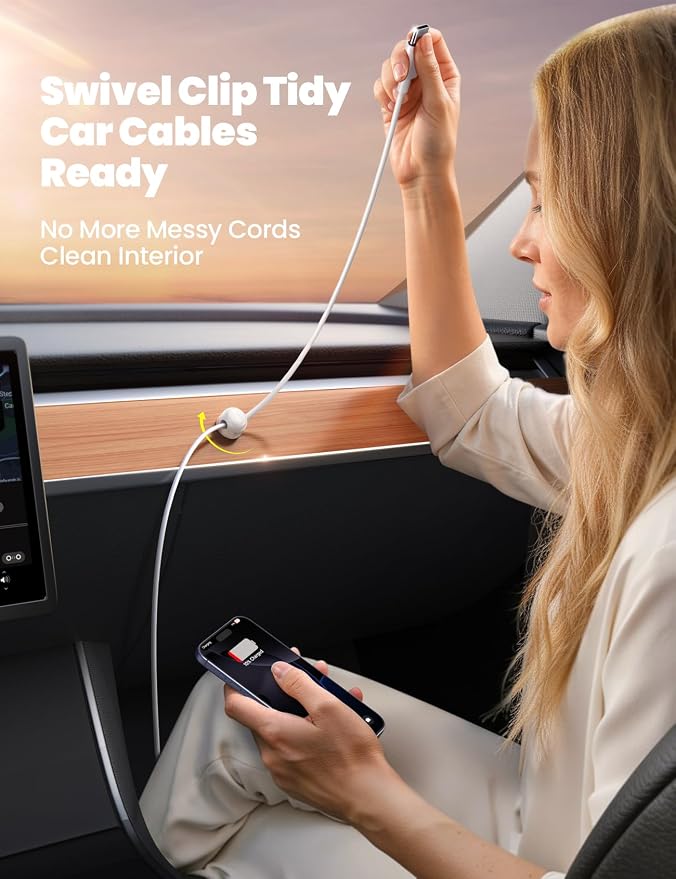 JOYROOM 8 Pack Magnetic Cable Clips, 360° Swivel Cord Organizer Wire Holder | Strong Adhesive Rotatable Cable Management Accessories for Home Nightstand Phone Charger Car Wall Office Desk Organization