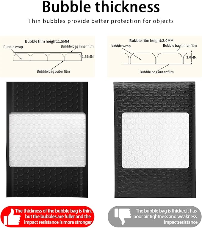 Bubble Mailers, 6x9 Inch Padded Bubble Mailers Pack of 100 Bubble Envelopes Opaque Self Seal Adhesive Waterproof Bags for Shipping and Packaging (Black, 6x9-100Pc)
