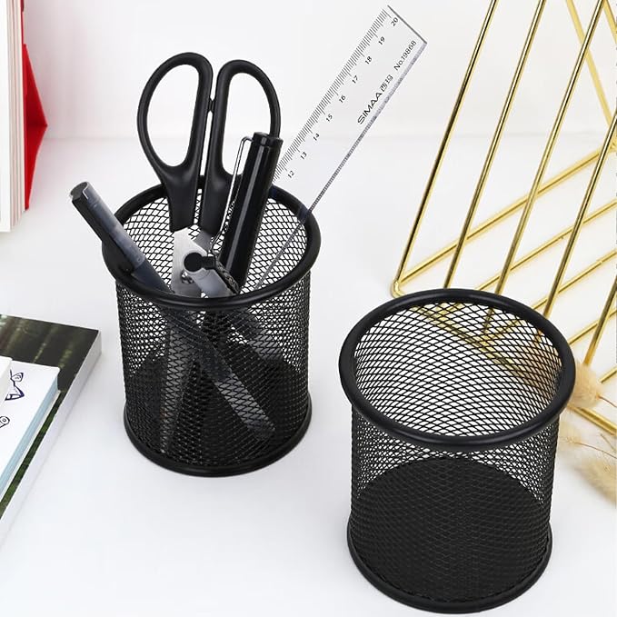 Pen Holder Pencil Organizer Mesh Cup Marker Tape Clip Scissors Container for Office Desk School Student and Teacher