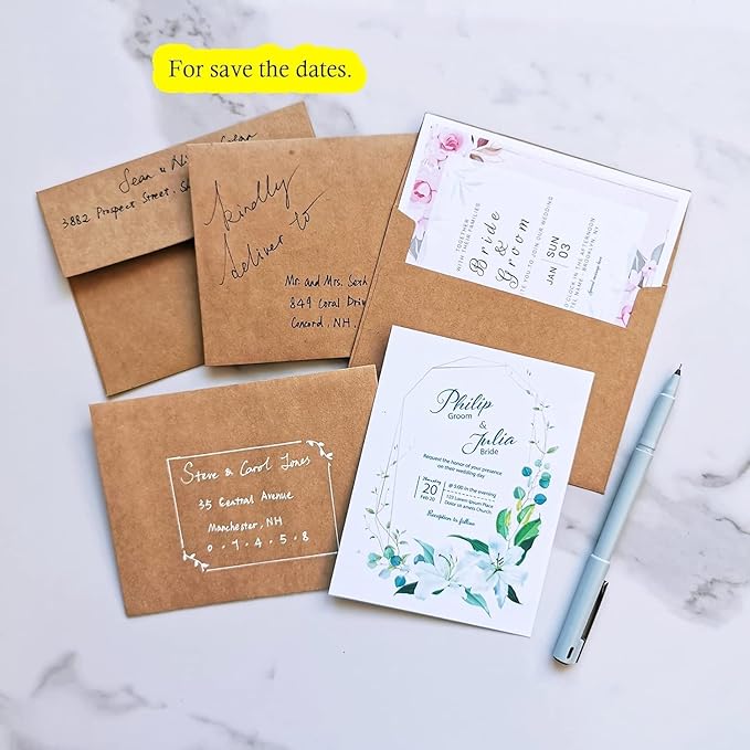 500 Pcs A2 Invitation Envelopes in Kraft Brown Peel & Press Self Seal 4 3/8 x 5 3/4 Square Flap Envelopes RSVP Return Envelopes 100lb. for Announcement Mailing 4x5 Greeting Cards Photo 1/4 Fold Cards