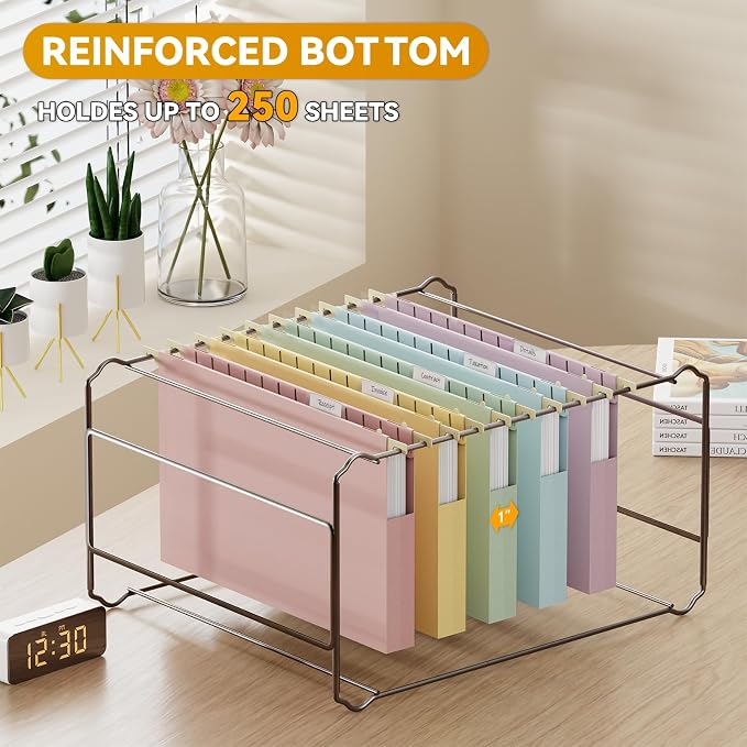 Plastic Hanging File Folders Legal Size,Heavy Duty 1" Expandable Filing Cabniet Folder with Tabs,12 Pack Sturdy Hang Folder for File Frame/File Box,Pastel Color Hanging File Organizer