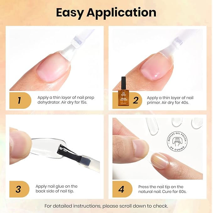 Beetles 30ML Protein Nail Primer - HEMA-Free Acid-free Professional Nail Prep for Acrylic & Gel Polish, Large Size Refill for Nail Technicians, Salon & Home DIY