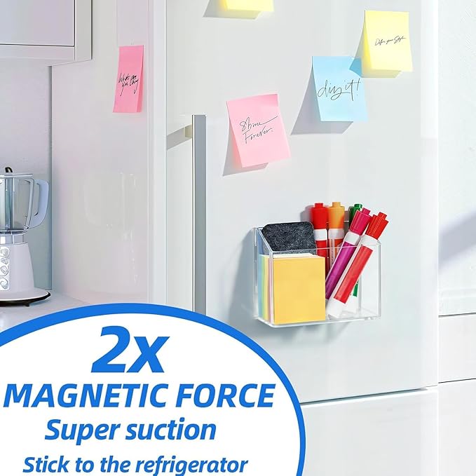 Simetufy Magnetic Pen Holder, Magnetic Dry Erase Marker Holder, magnetic pen holder for refrigerator, whiteboard , Pens, Pencils, Non-slip Acrylic Magnetic Marker Holder- Transparent, 1 Pack