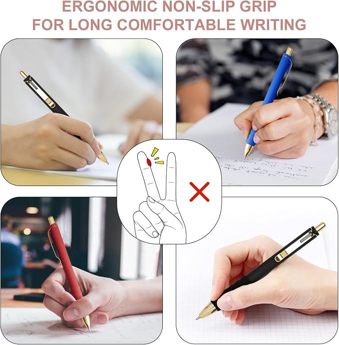 Linbsunne Ballpoint Pens Medium Point 1mm Pen with Super Soft Grip Ball Point Pen for Men Women Retractable Pens (Blue Ink+Black Ink+Red Ink)