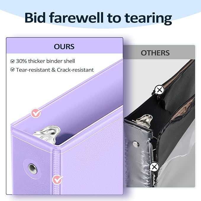BinderX 3 Ring Binder 1.5 Inch, 1.5" Clear View Binder, Light Blue, Letter | Extra Durable, PVC-Free, Customizable, Interior Pockets, 325-Sheet Capacity, Eco-Friendly, Reinforced Hinge, School, Office