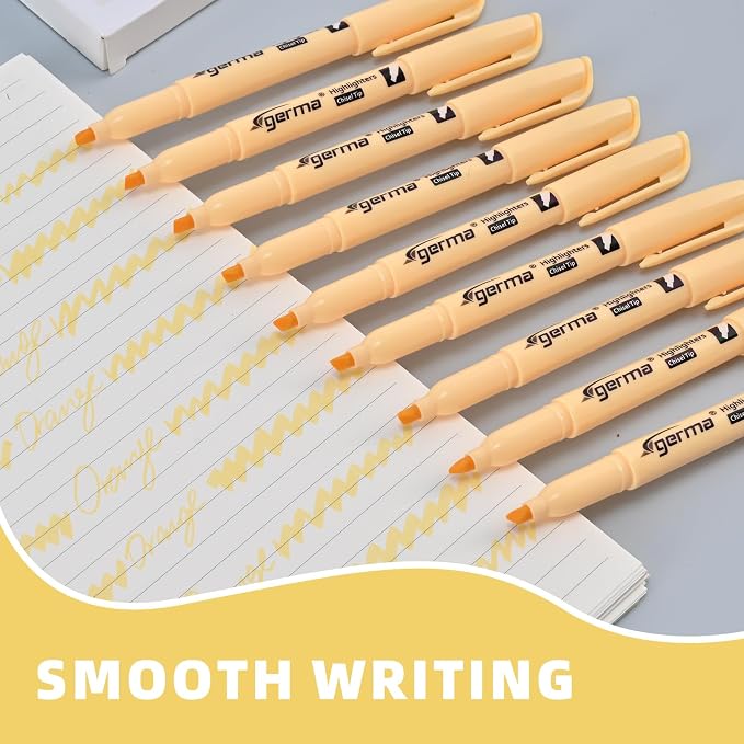 Cgerma Yellow Highlighters 12 Pack, Mild Pastel Color, Chisel Tip Soft Highlighters, Quick-Drying, Cute Aesthetic Markers for Journaling, Bible Study, School Office Supplies