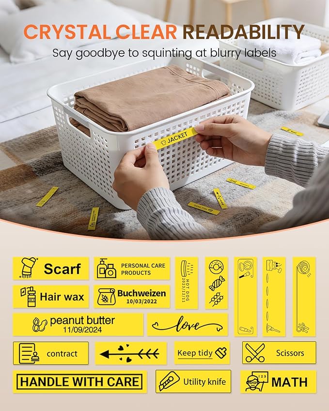 Yellow Label Maker Tape Replacement for Brother P Touch Label Tape TZe-631 TZe631 TZe TZ 12mm 0.47 Laminated Yellow for Brother PT-D210, PT-D220, PT-H110, PT-D400, PT-D410, PT-D600, 12mm x 8m, 4-Pack