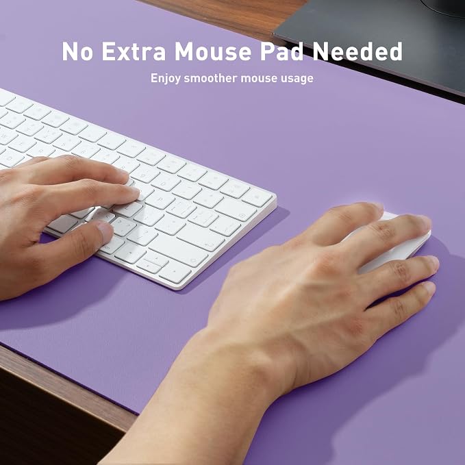 Aothia Faux Leather Desk Mat (Light Purple, 36" x 17")