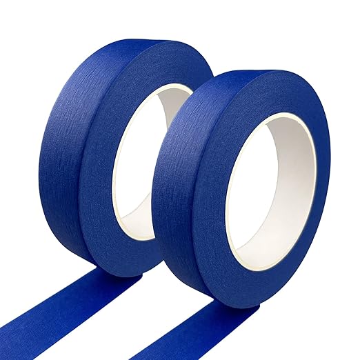Blue Masking Tape, 1 Inch x 55 Yards, 2 Rolls, Painters Tape for Painting, Home, Office, School Stationery, Arts, Crafts, Decoration