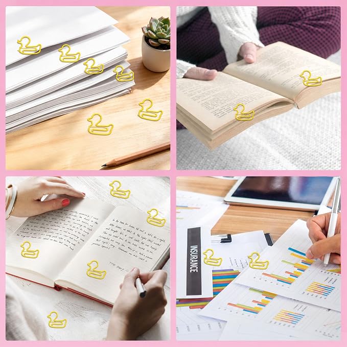 Yellow Duck Paper Clip, 100 Pcs Decorative Paperclips, Supplies Stationery | Cute Fun Office Supplies Gifts for Women Men Coworkers Teachers Students Girls Boys Graduation Gifts Father Day