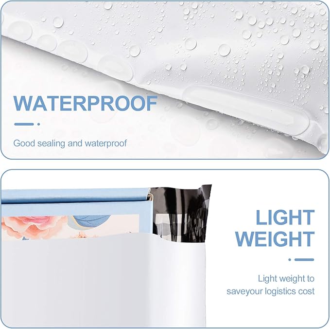 Metronic Poly Mailers 12x15.5 100 Pcs Medium Size Shipping Bags for Clothes | Waterproof Mailers Poly Bags for Small Business, Thick Self Seal Shipping Envelopes Mailing Bag Package Bags in White